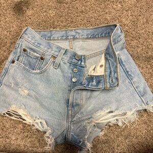 Levi's Distressed Light Blue Jean Shorts